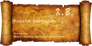 Koszta Bertalan névjegykártya